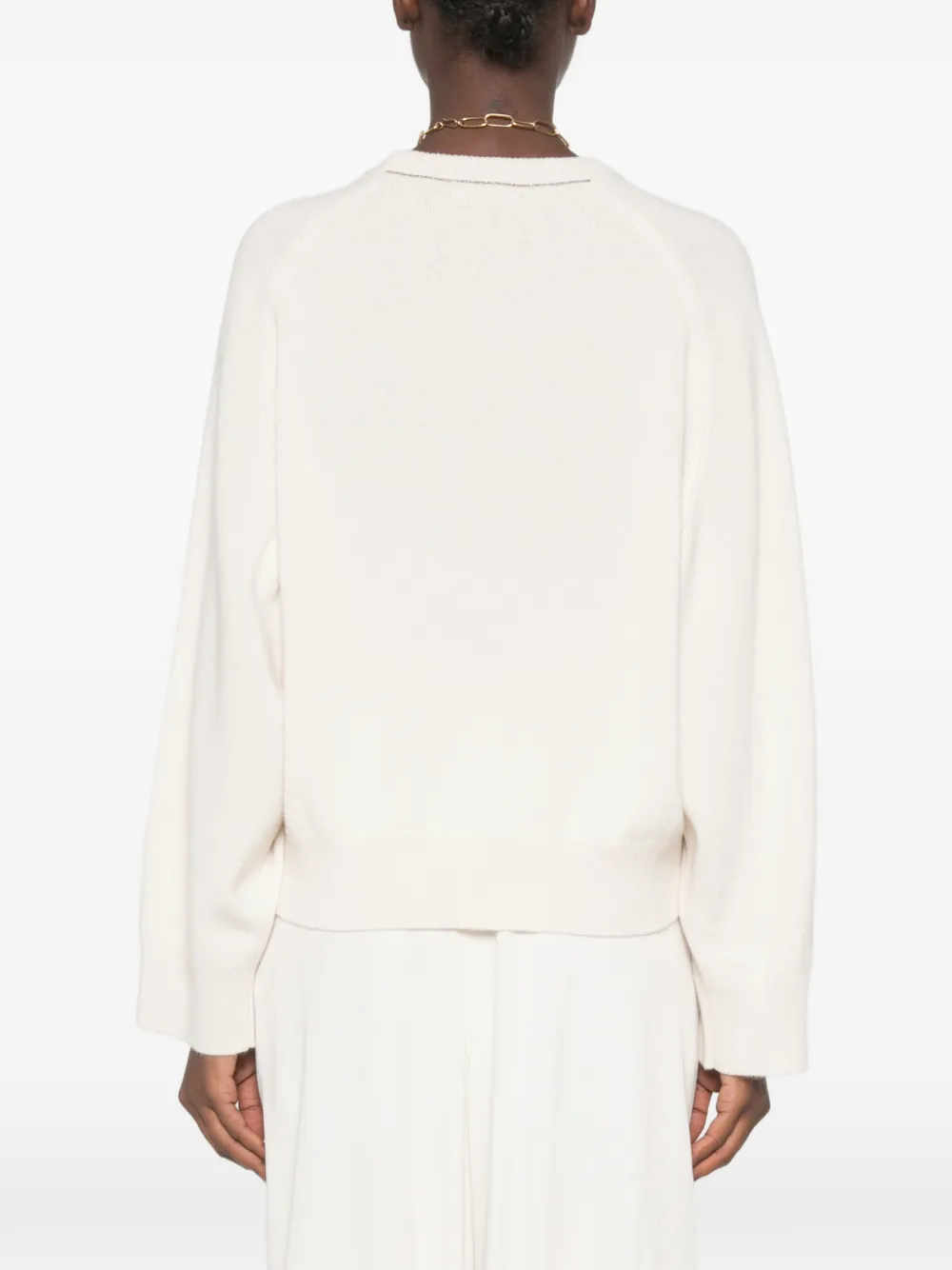 Brunello Cucinelli Trui met raglan mouwen en geribbelde afwerking Beige
