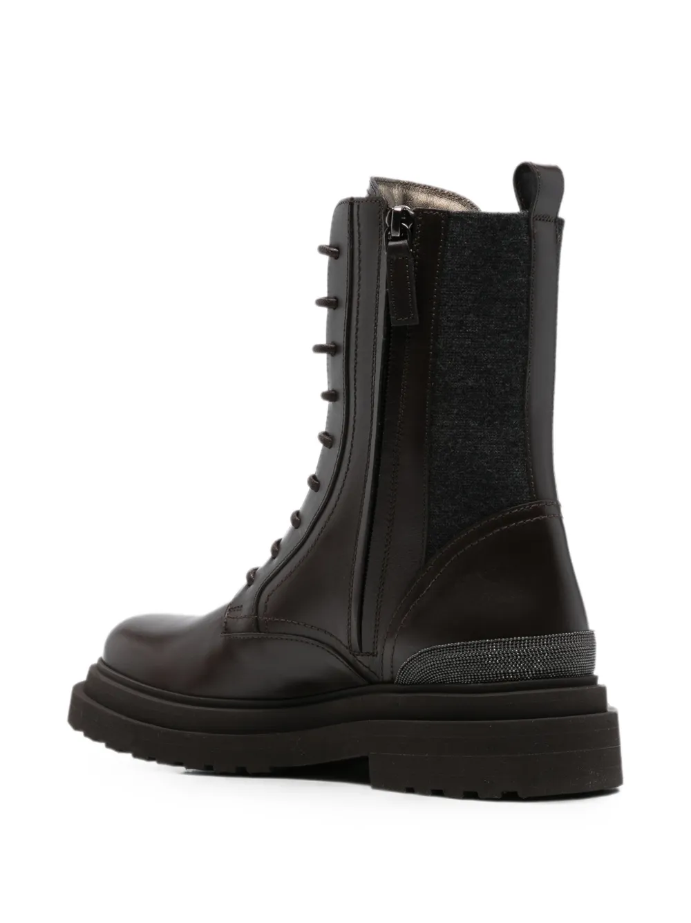 Brunello Cucinelli lace-up leather boots Bruin