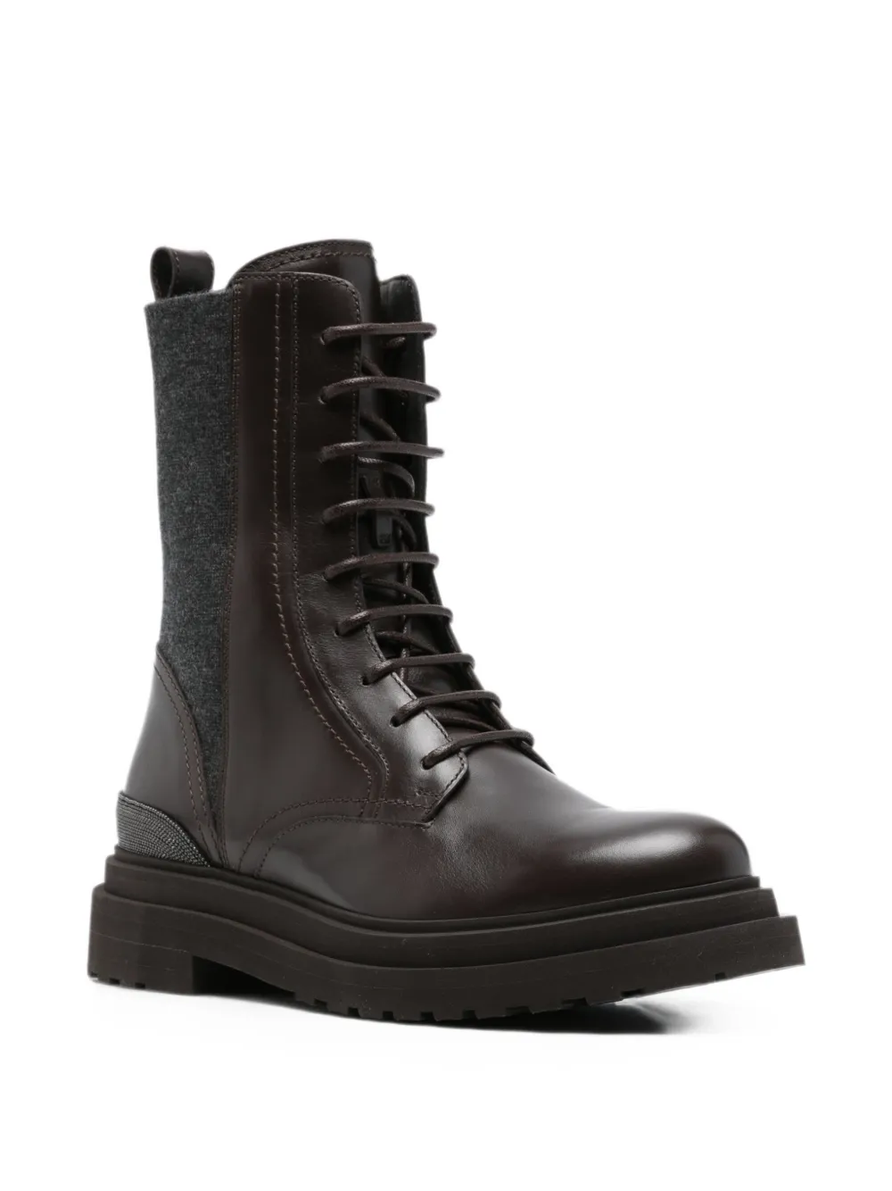 Brunello Cucinelli lace-up leather boots Bruin