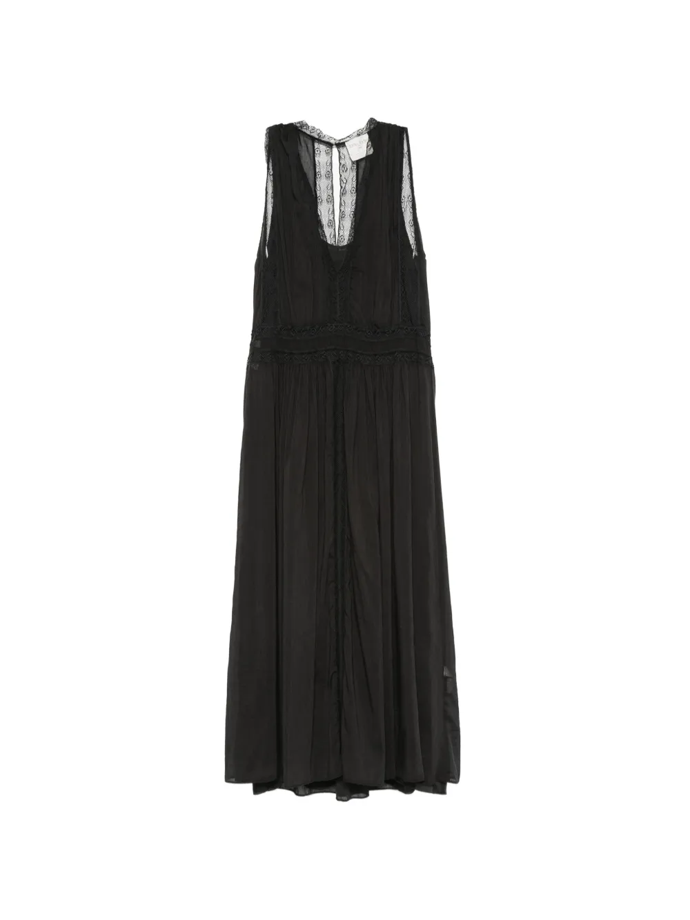 Forte Forte lace-trim plissé dress - Nero