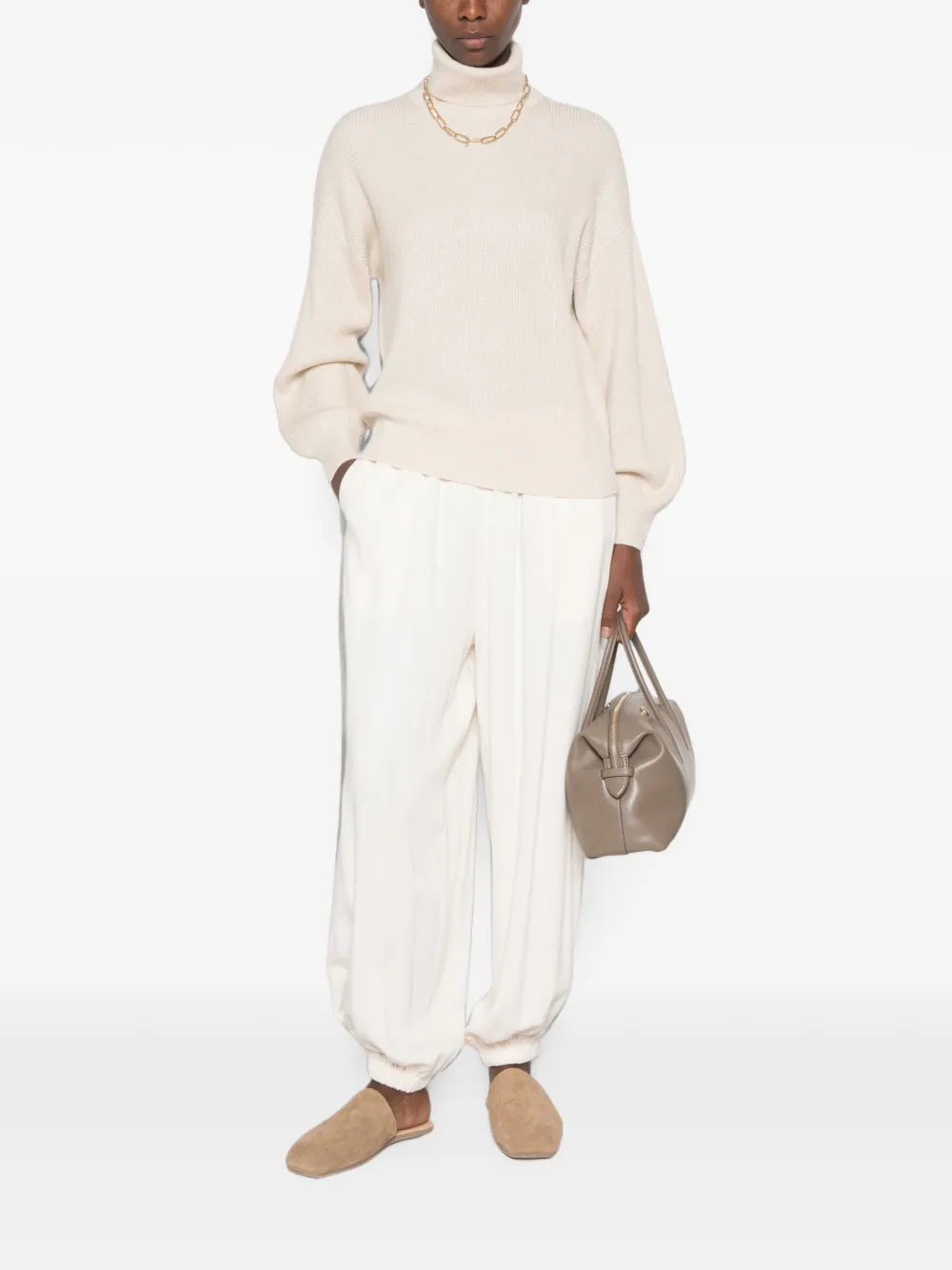 Brunello Cucinelli Ribgebreide coltrui Beige