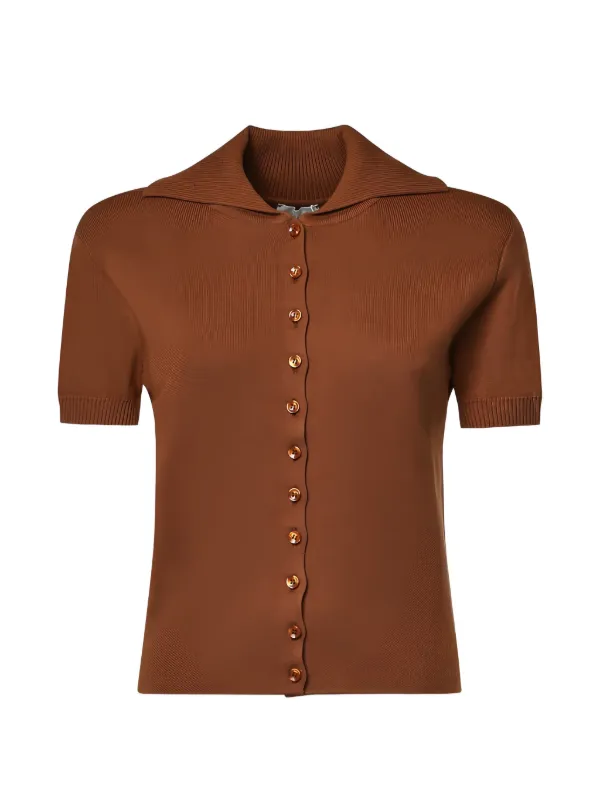 Magda Butrym Button-up Short-sleeve Cardigan in Brown