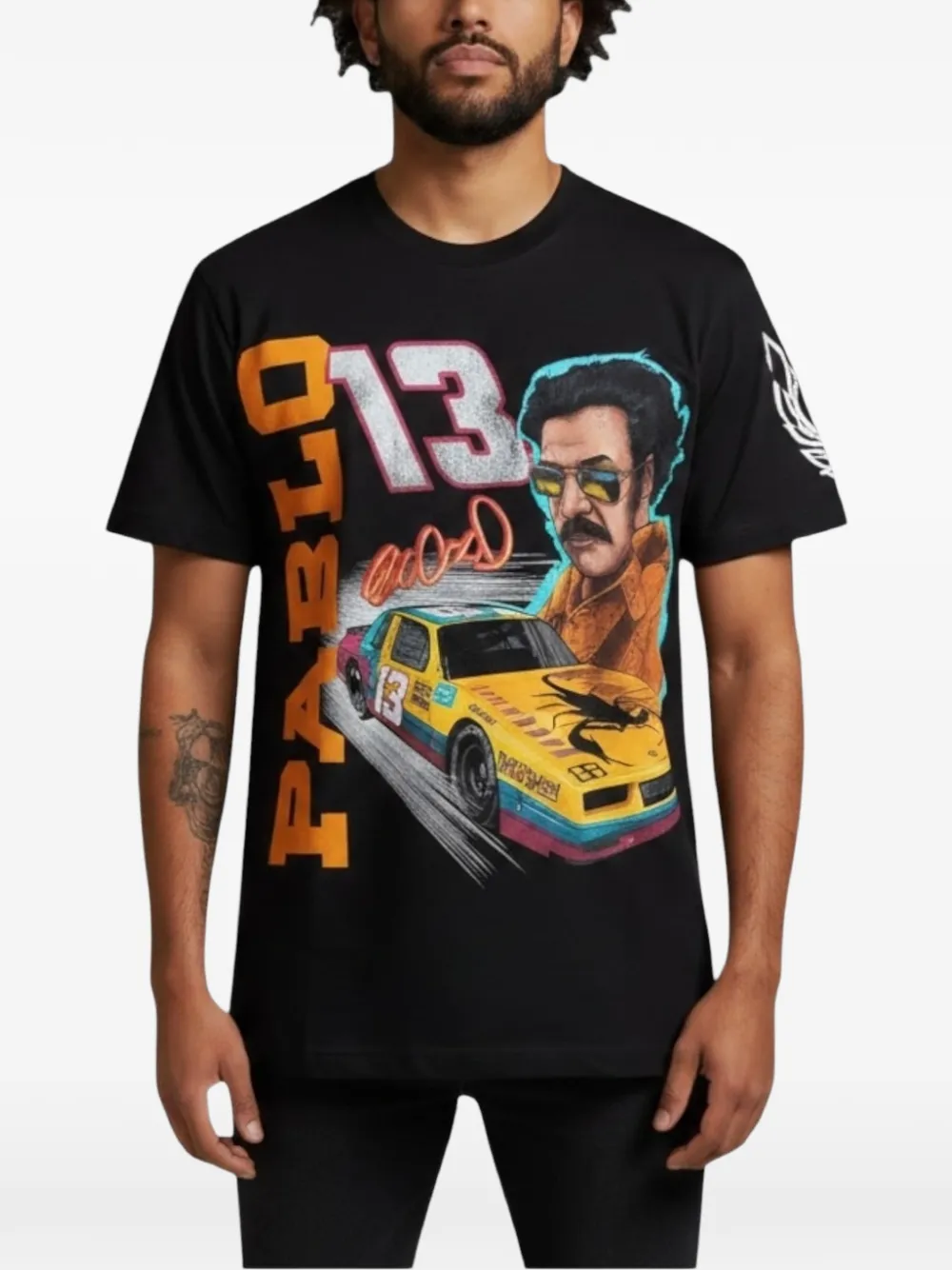 B WOOD Pablo T-shirt met grafische print Zwart