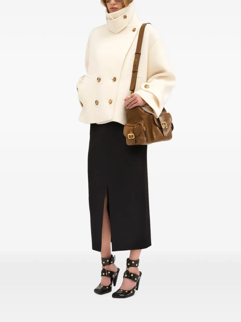 Chloé Mantel met dubbele rij knopen Beige