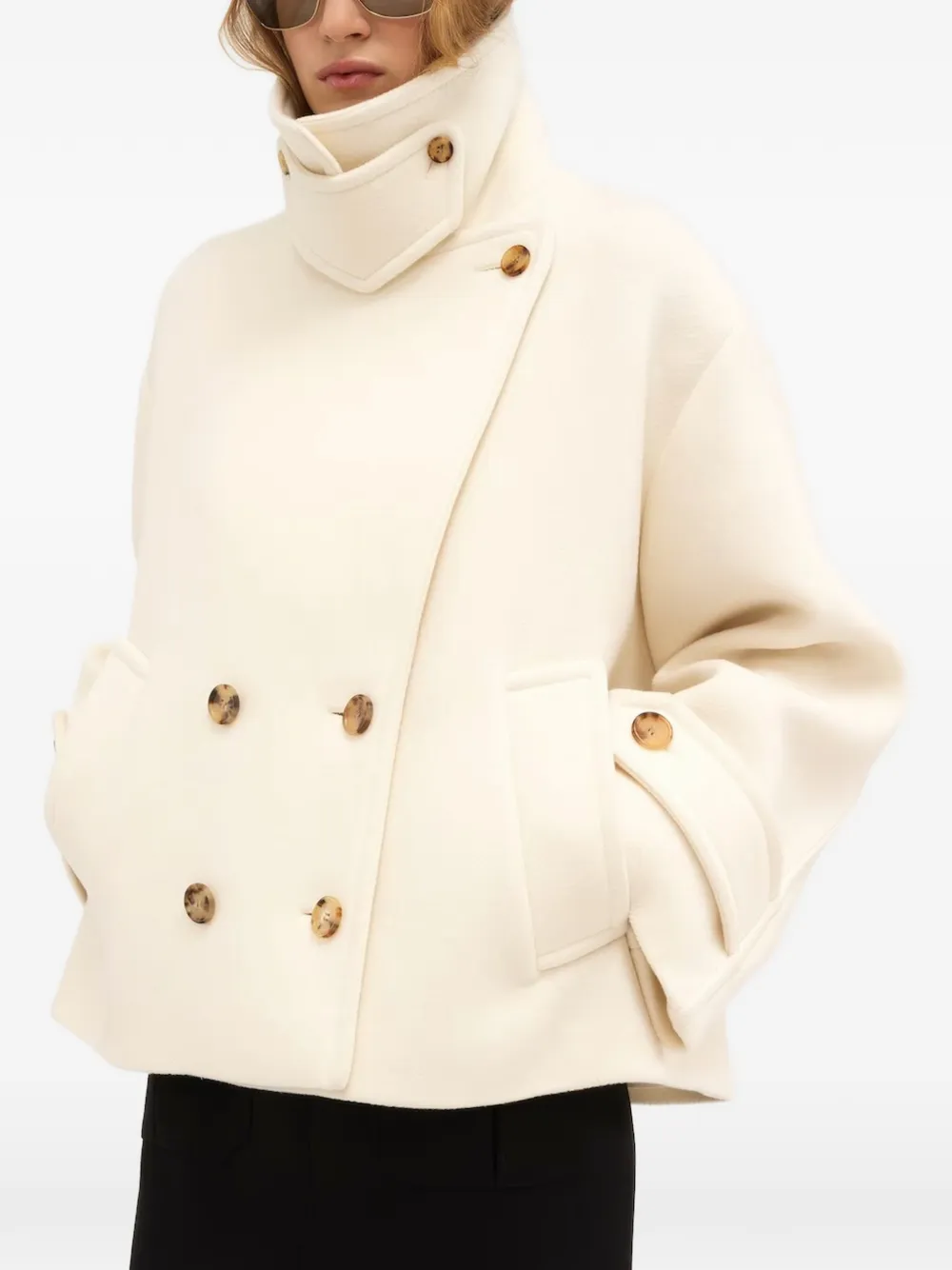 Chloé Mantel met dubbele rij knopen Beige