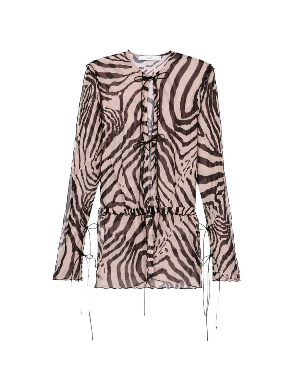 IRO Trecy zebra-print ruffled-trim top - Toni neutri