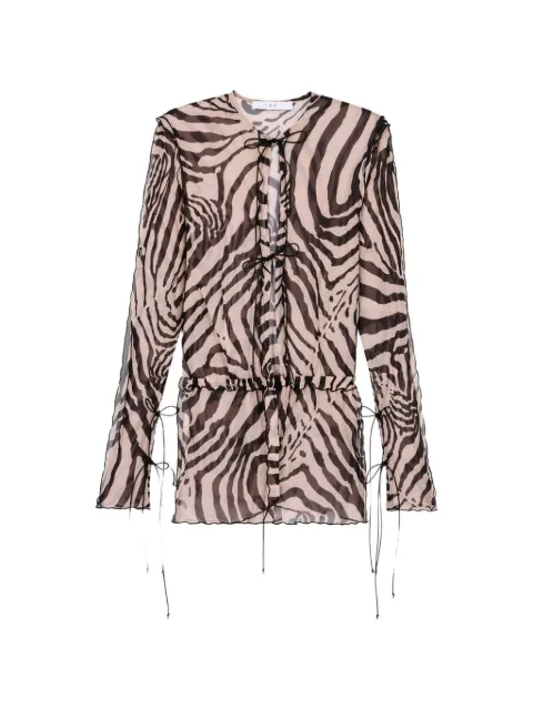 IRO top Trecy con estampado de cebra y ribete de volantes