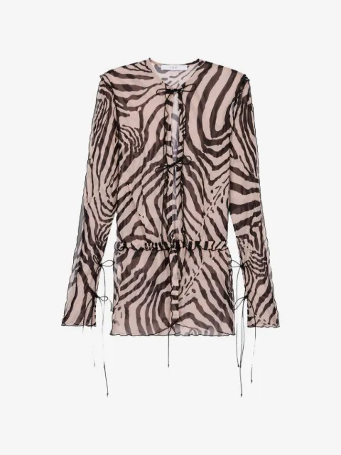 IRO Trecy zebra-print ruffled-trim top