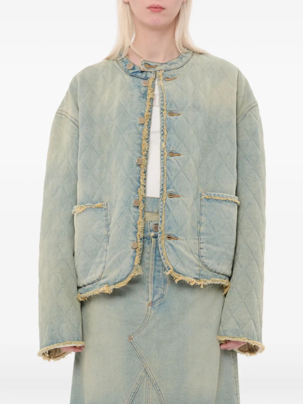 Magliano quilted frayed-edge jacket - Blu
