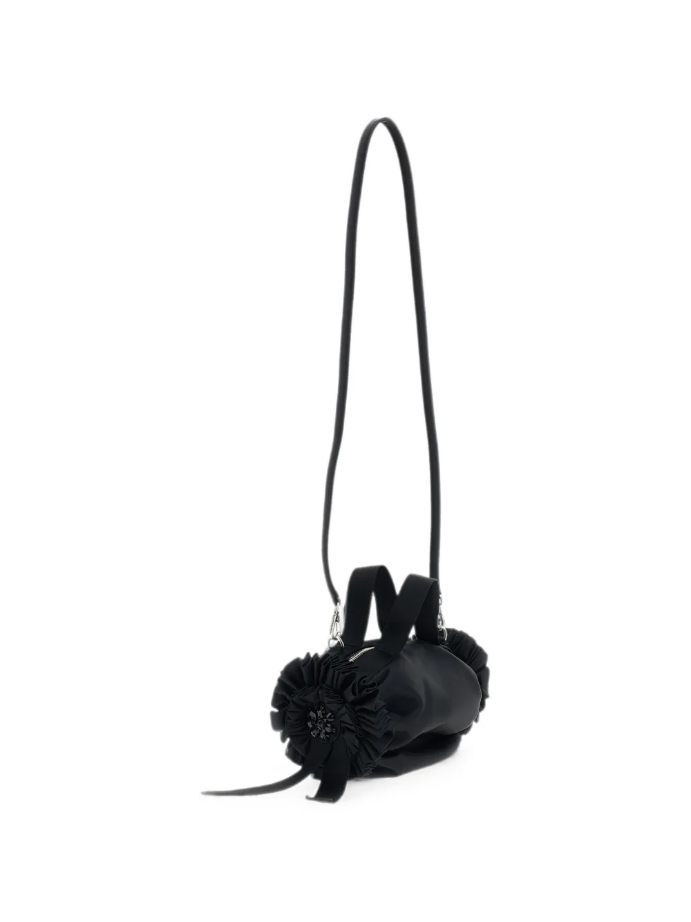 Simone Rocha Clutch met kralen-rozet en lint-detail Zwart