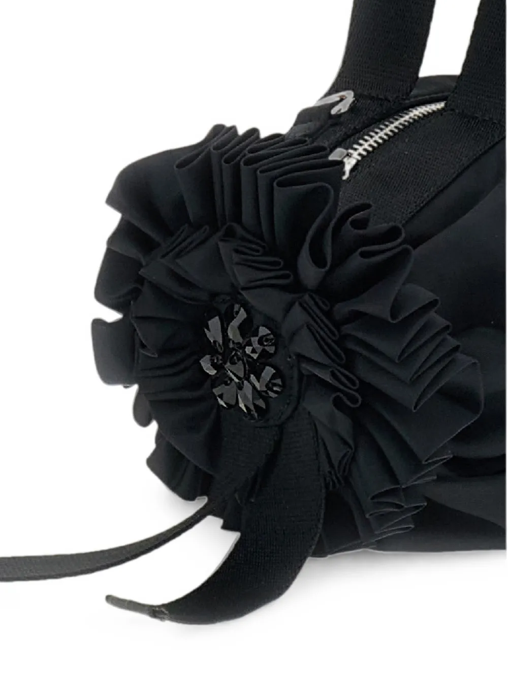 Simone Rocha Clutch met kralen-rozet en lint-detail Zwart