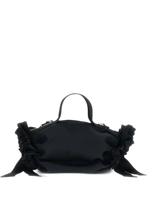 Simone Rocha Beaded-rosette Ribbon-detail Clutch Bag in Black