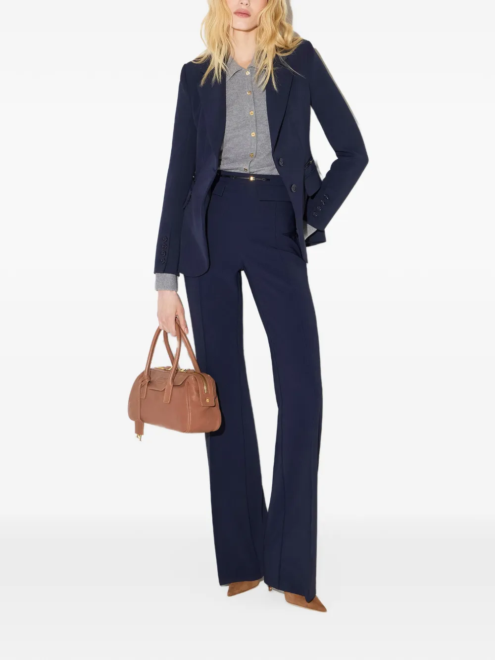 Elisabetta Franchi Jack met enkele rij knopen en kettingdetail Blauw