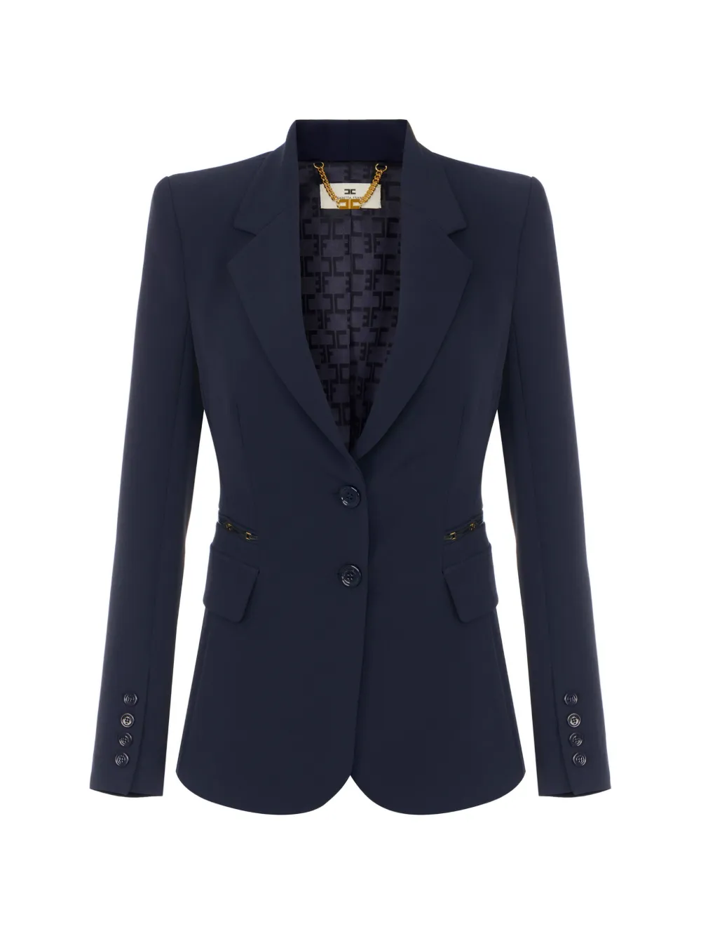 Elisabetta Franchi Jack met enkele rij knopen en kettingdetail Blauw