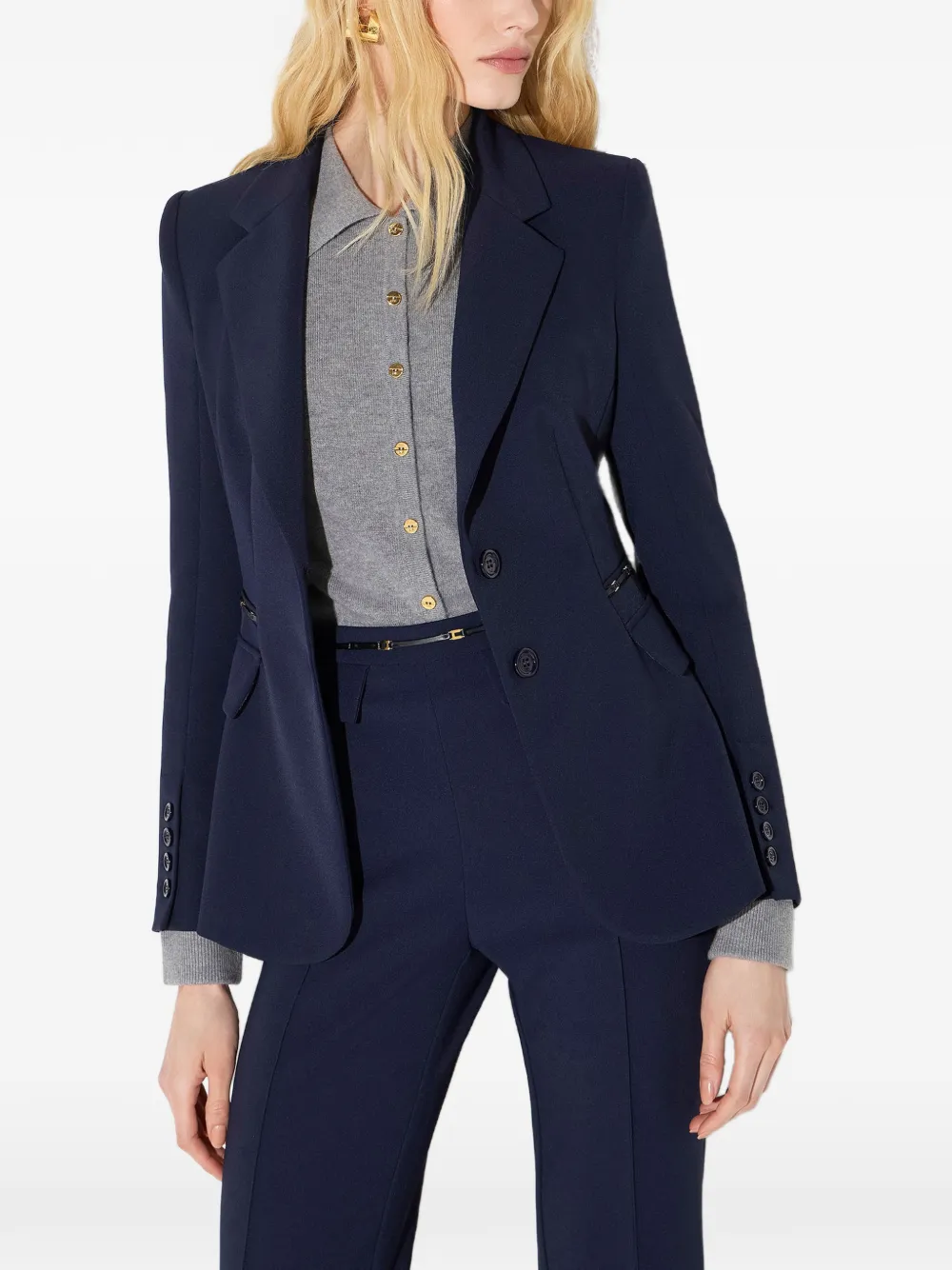 Elisabetta Franchi Jack met enkele rij knopen en kettingdetail Blauw