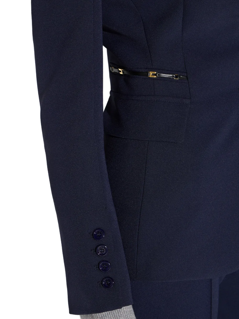 Elisabetta Franchi Jack met enkele rij knopen en kettingdetail Blauw