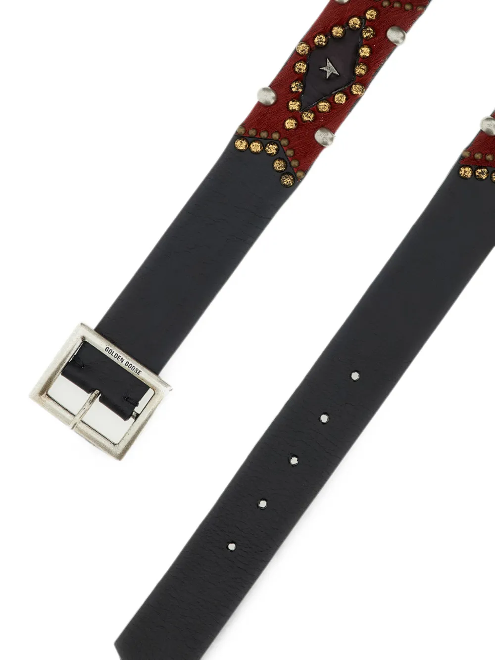 Golden Goose Sierra leren riem verfaaid met studs Zwart