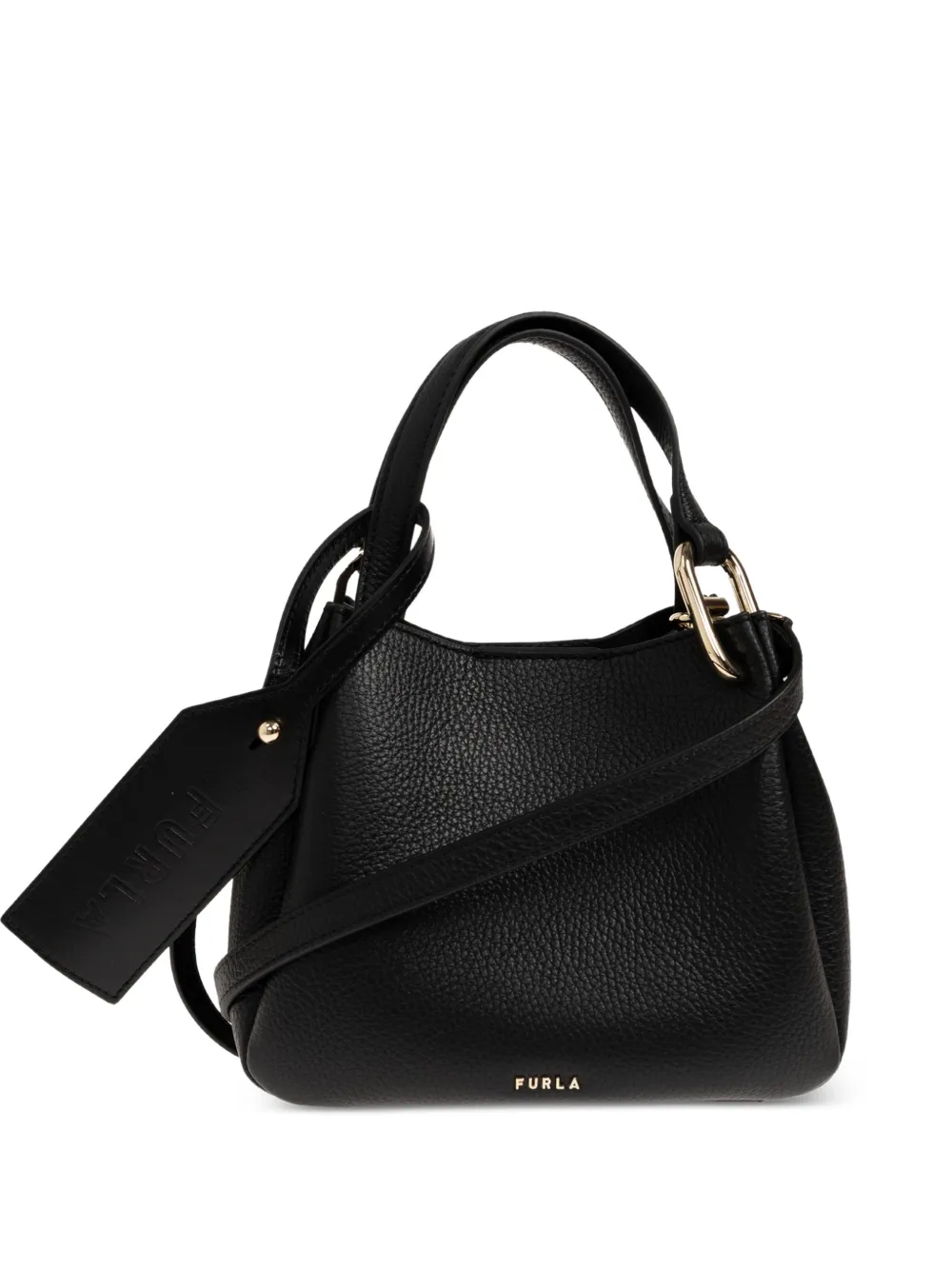 Furla mini Nuvola grained leather tote bag - Nero