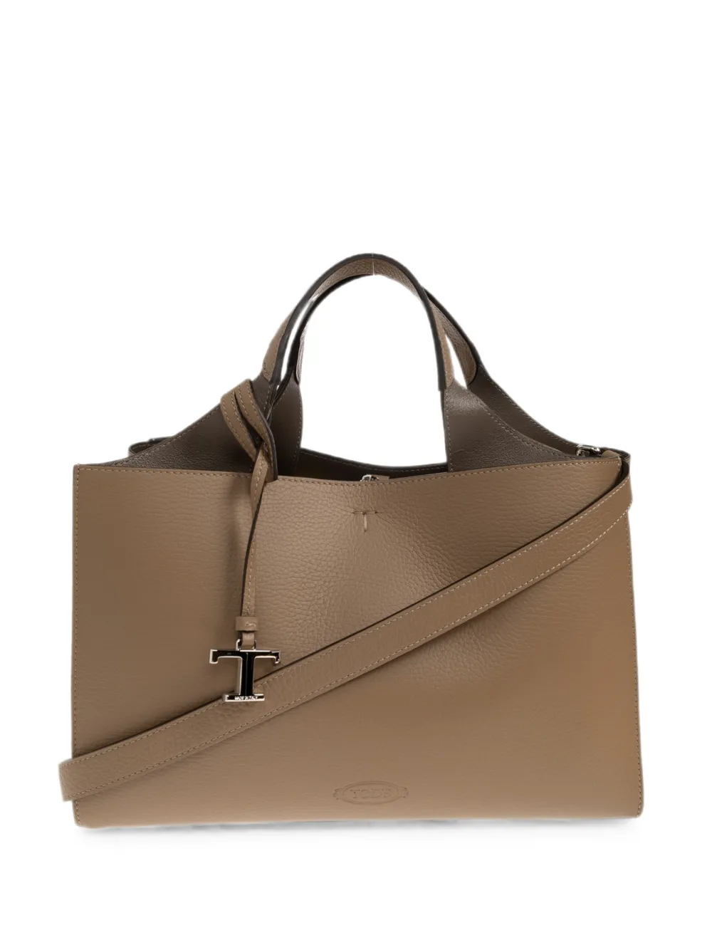Tod's logo-pendant pebbled-leather tote bag - Toni neutri