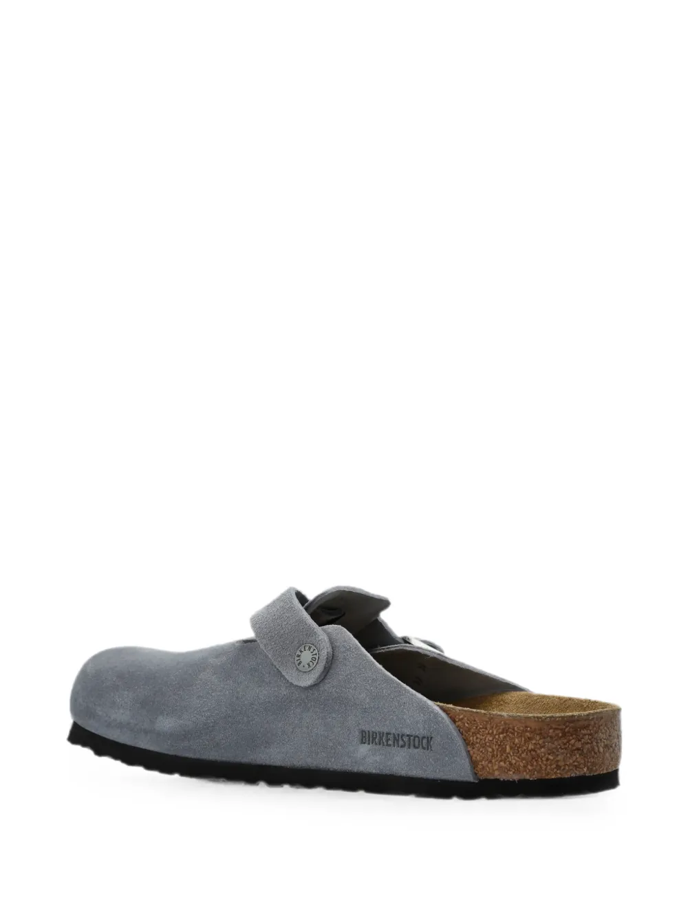 Birkenstock Boston suède muiltjes met gespsluiting Grijs
