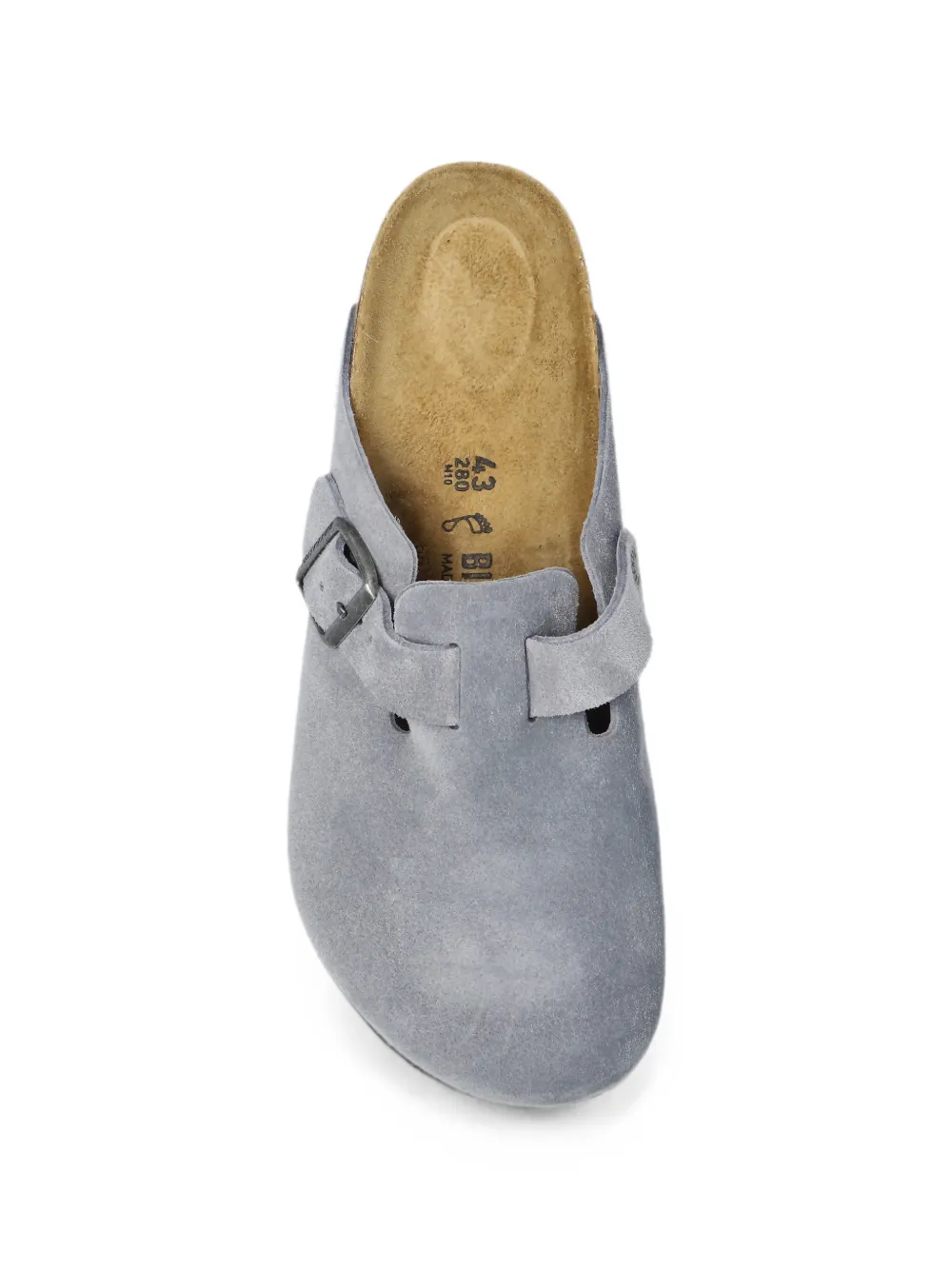 Birkenstock Boston suède muiltjes met gespsluiting Grijs