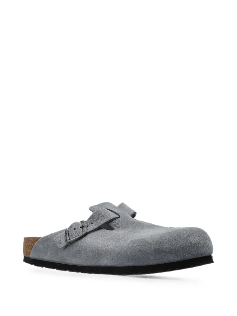 Birkenstock Boston suède muiltjes met gespsluiting Grijs