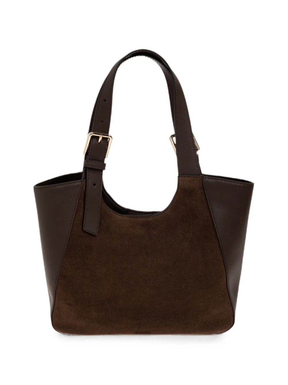 Furla suede-panel leather shoulder bag - Marrone