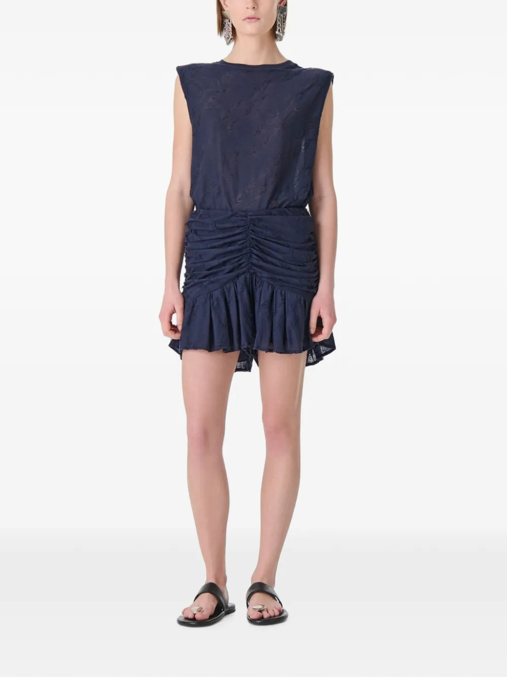 IRO Hasley ruched ruffled short skirt - Blau