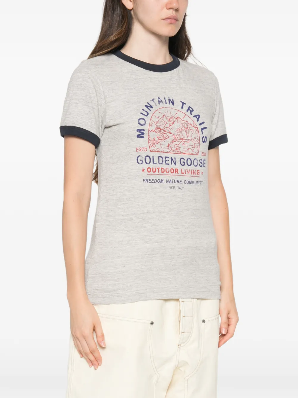 Golden Goose Katoenen T-shirt met ronde hals Grijs