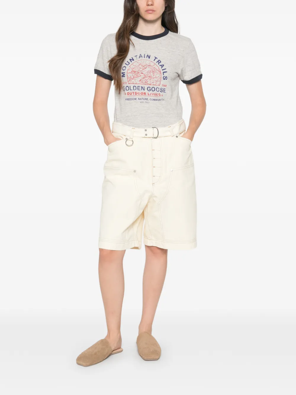 Golden Goose Katoenen T-shirt met ronde hals Grijs