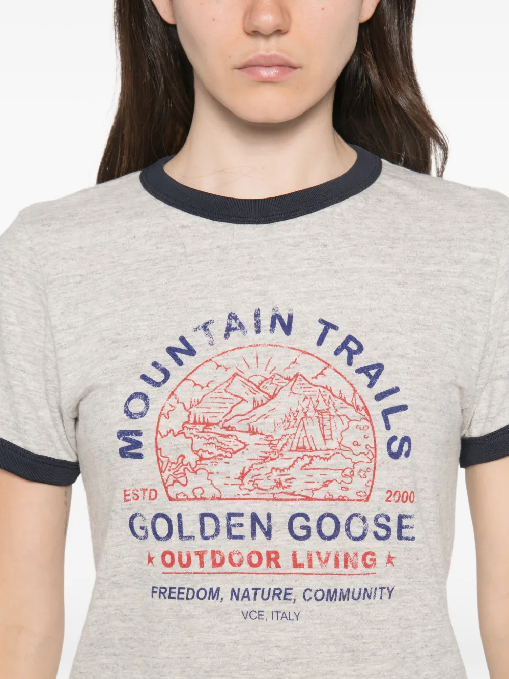 Golden Goose Katoenen T-shirt met ronde hals Grijs