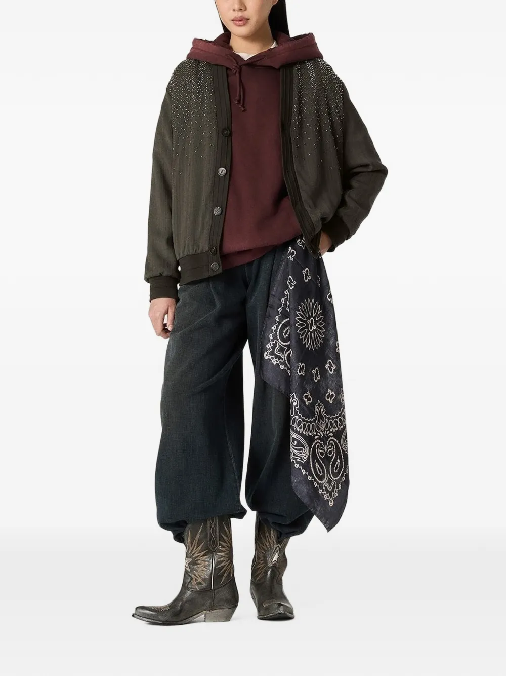 Golden Goose Sweater met capuchon en logo Bruin