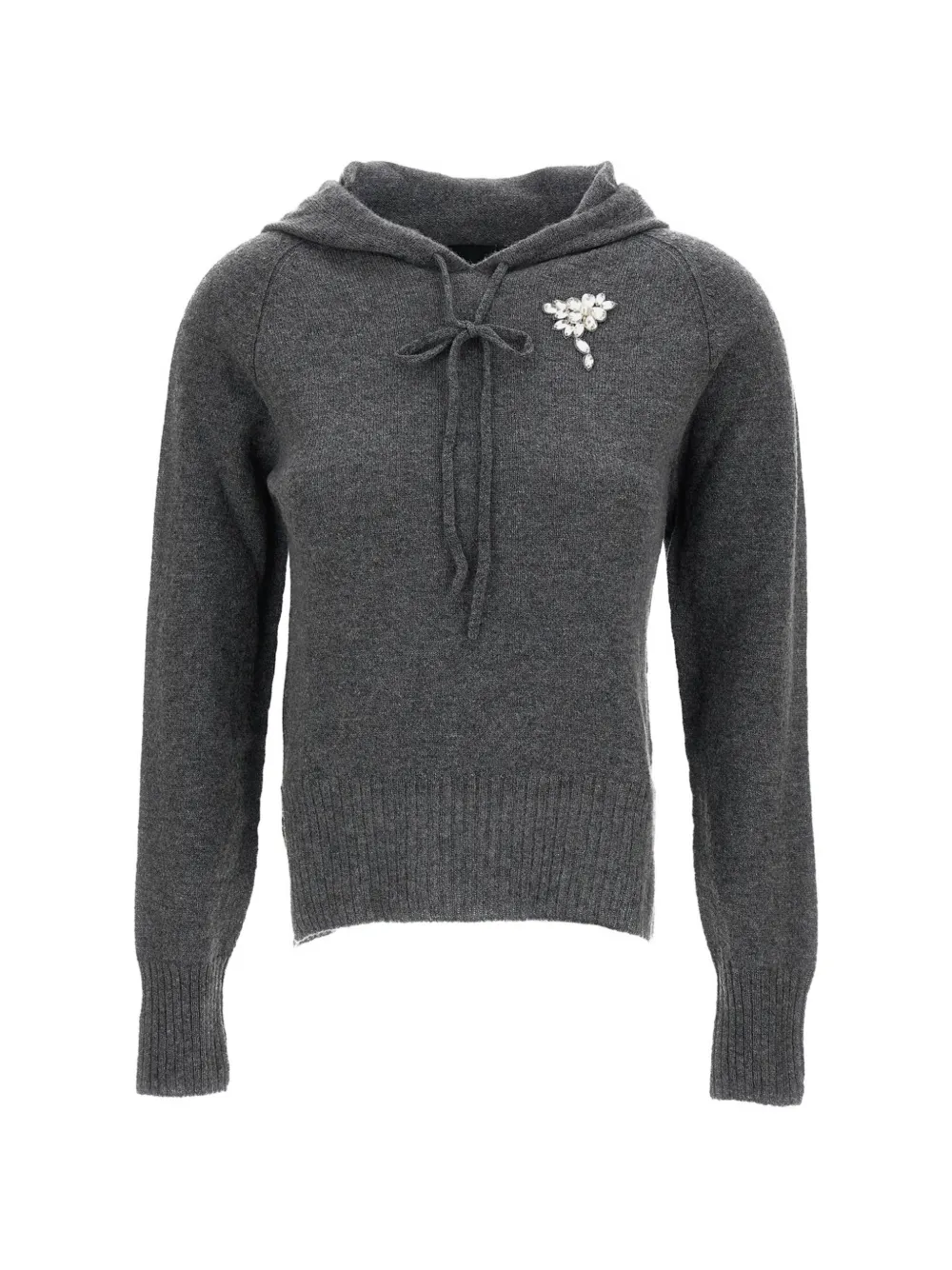 Simone Rocha embellished cashmere hoodie - Grigio