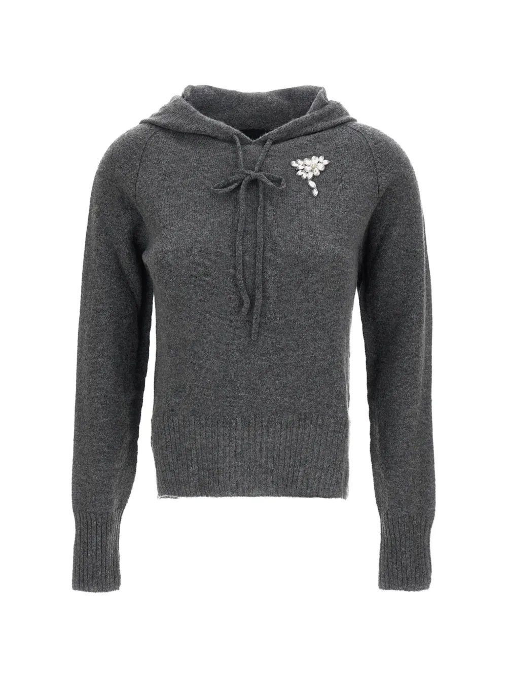 Simone Rocha embellished cashmere hoodie - Grigio