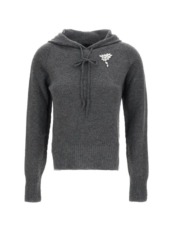 Simone Rocha Embellished Cashmere Hoodie in Grey