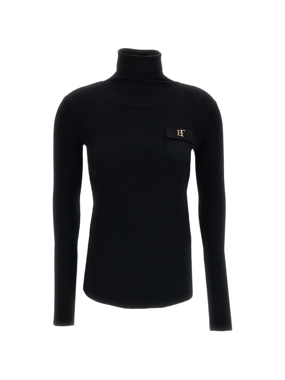 Elisabetta Franchi ribbed-knit logo-plaque sweater - Schwarz