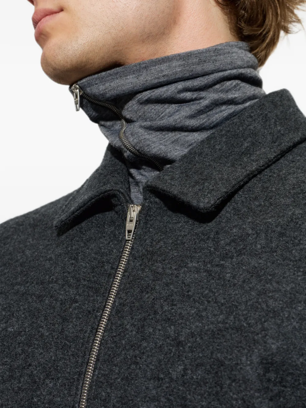 Jil Sander Bomberjack met geribbelde afwerking en rits Grijs