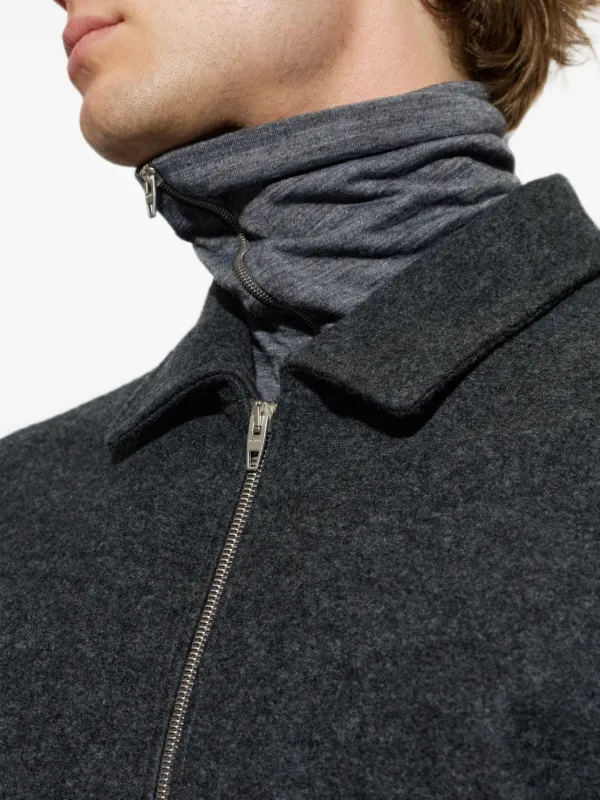 Jil Sander zip-up ribbed-trim Bomber Jacket | Grey | FARFETCH ZA