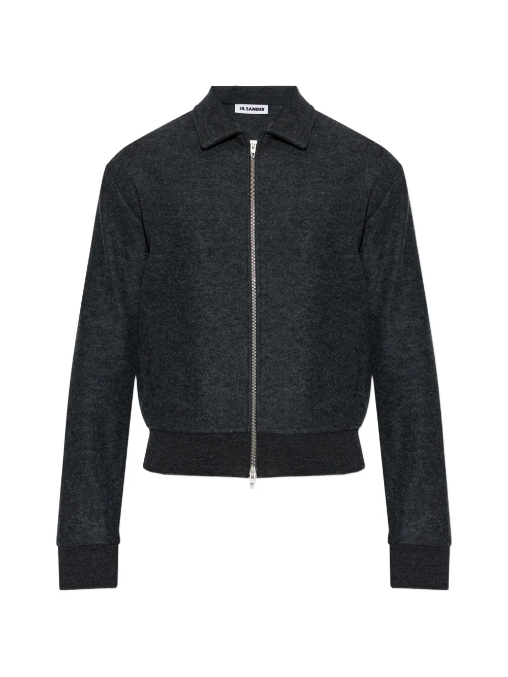 Jil Sander zip-up ribbed-trim bomber jacket - Grau