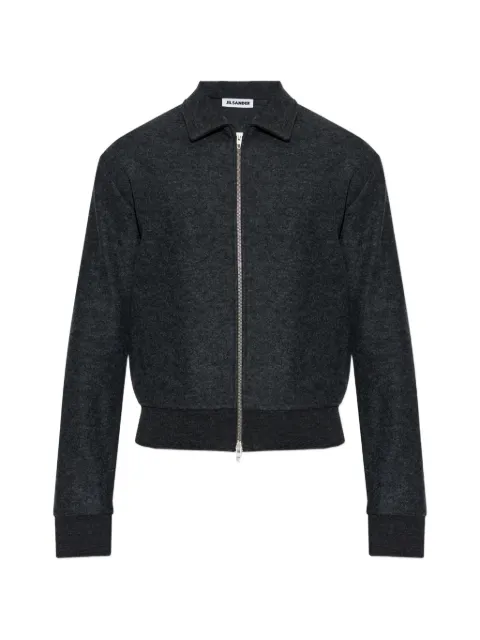 Jil Sander zip-up ribbed-trim bomber jacket