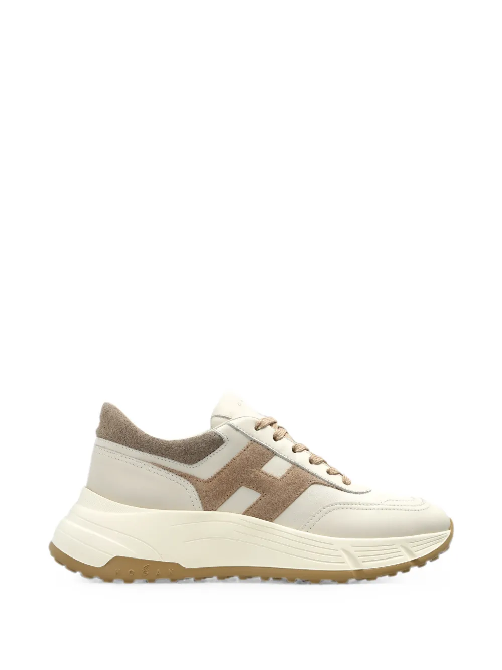 Hogan logo-patch suede-panel sneakers - Toni neutri