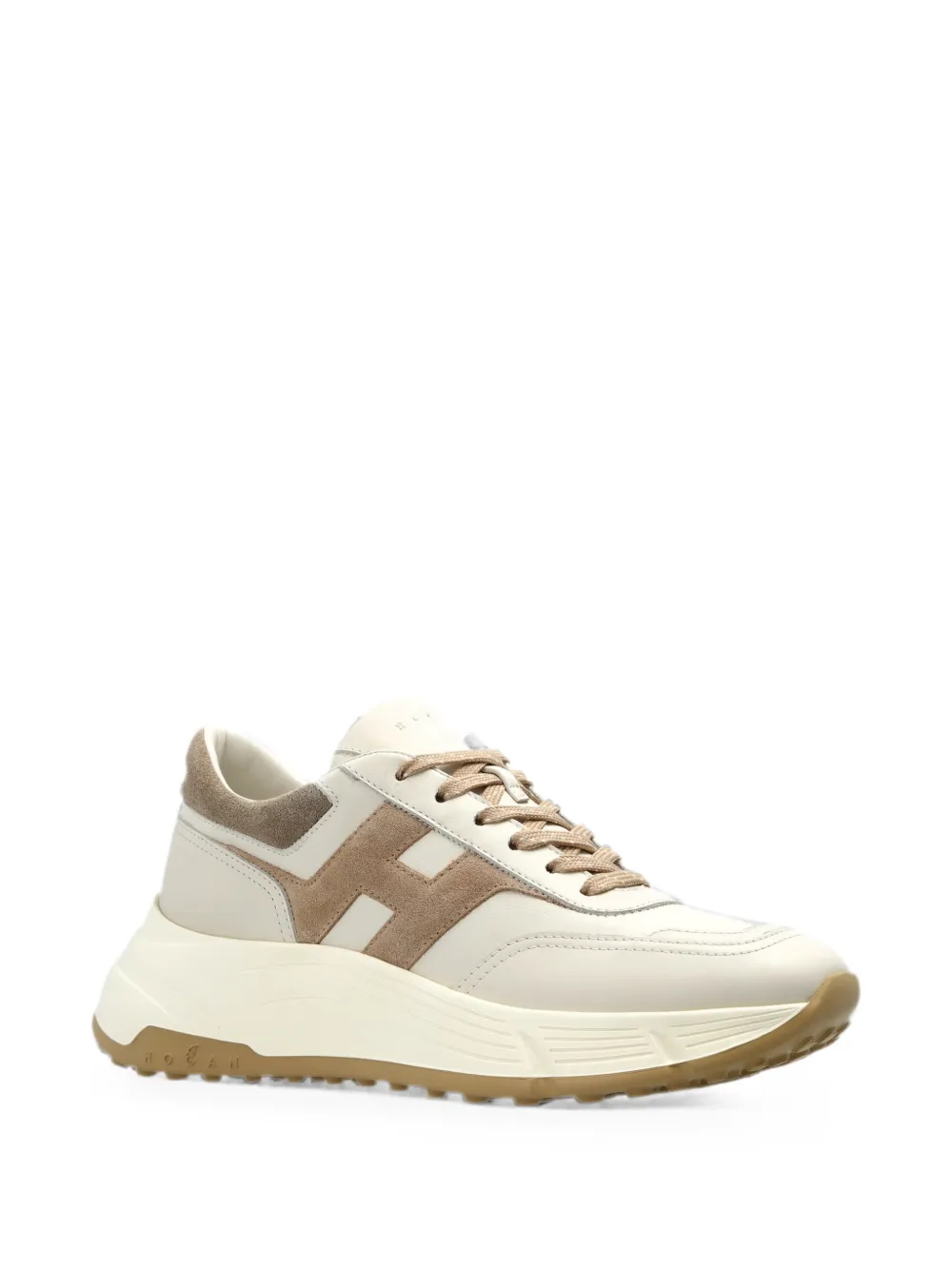 Hogan logo-patch suede-panel sneakers Beige