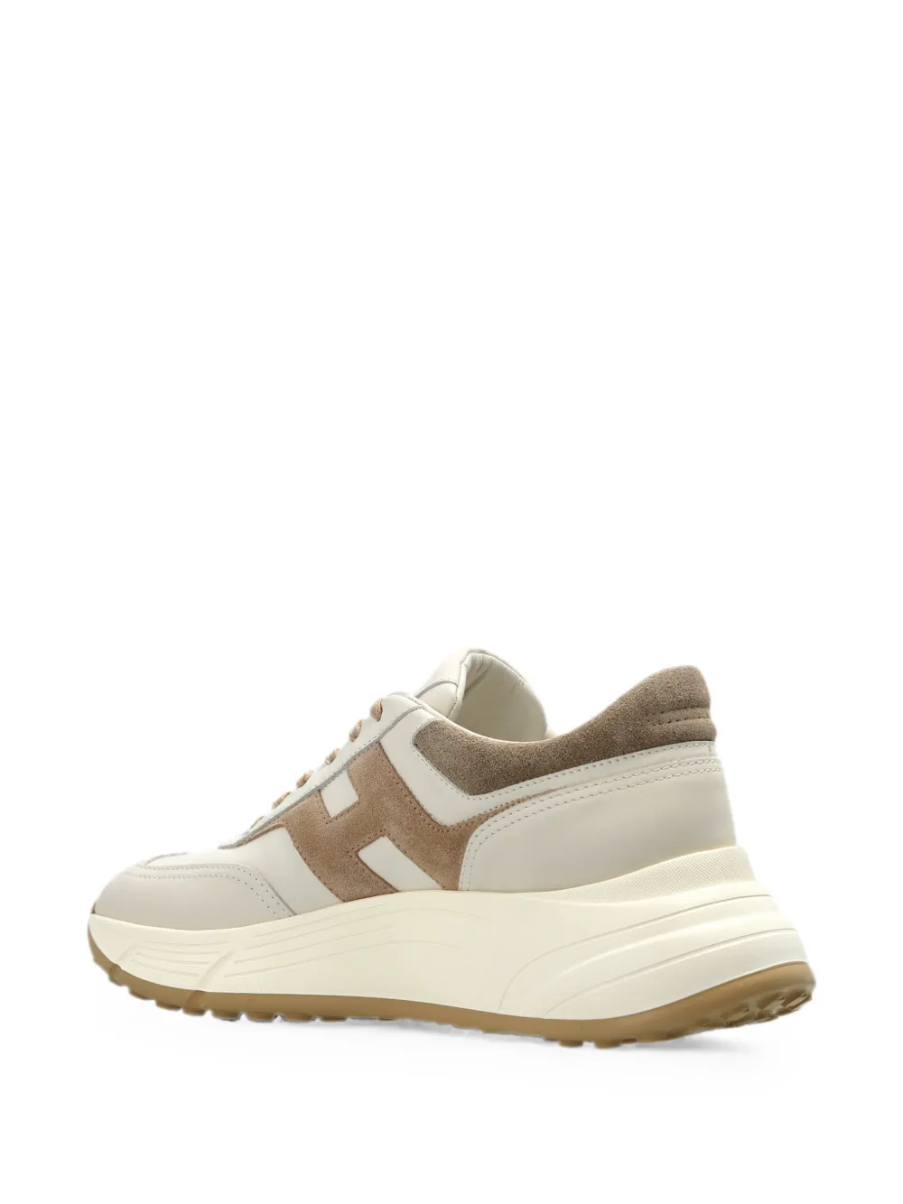 Hogan logo-patch suede-panel sneakers Beige