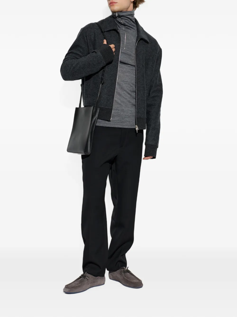 Jil Sander Trui met kwartrits en lange mouwen Grijs