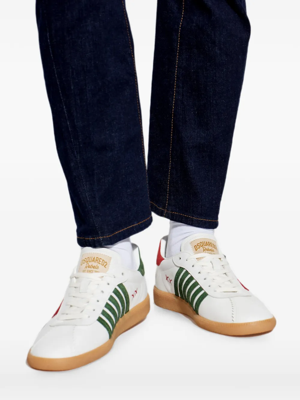 DSQUARED2 Rebels maple-leaf embroidered low-top sneakers Wit