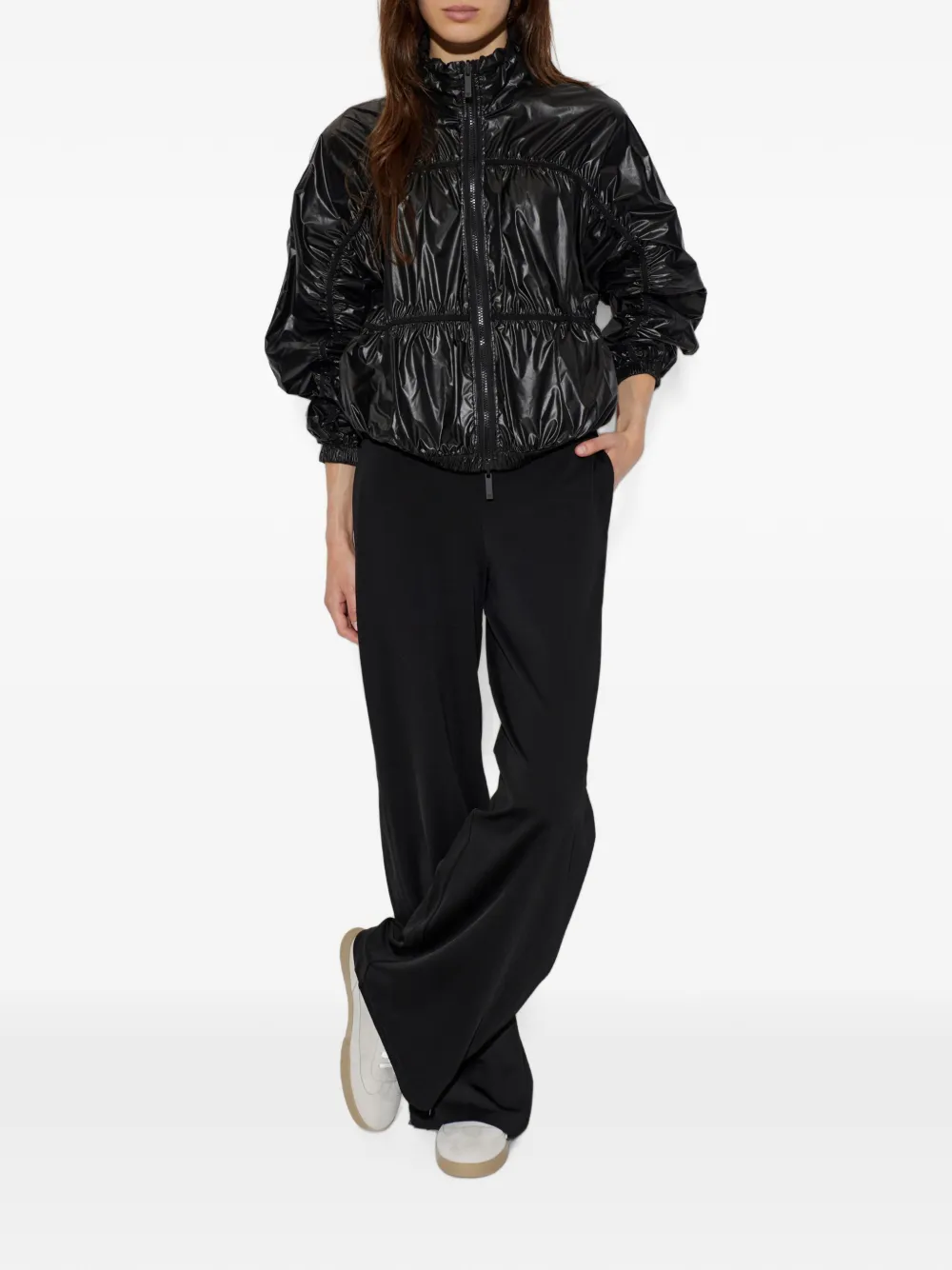 Emporio Armani Jack met ruches en rits Zwart