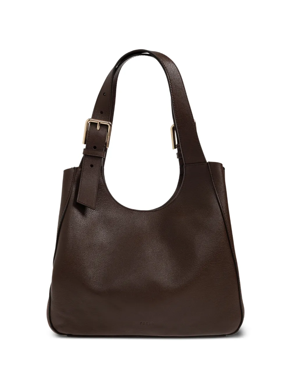 Furla Leren shopper met gespdetail Bruin