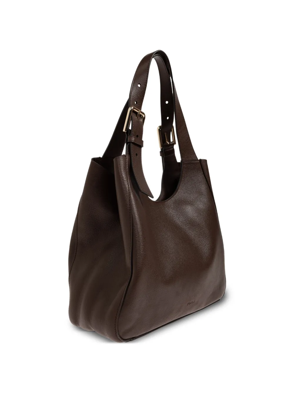 Furla Leren shopper met gespdetail Bruin