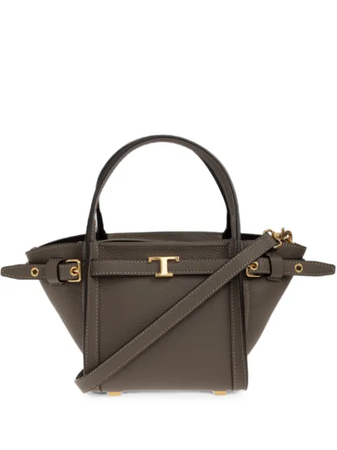 Tod's mini sac cabas en cuir grainé à boucle T Signature Shopping