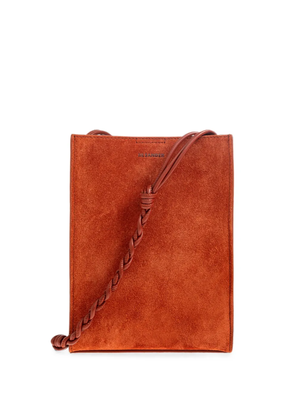 Jil Sander mini Tangle braided-strap suede shoulder bag - Arancione